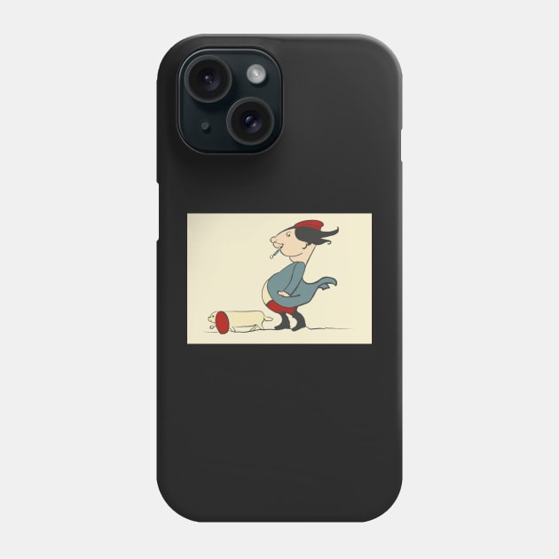 Funny man on a windy day dog walk Phone Case by NattyDesigns