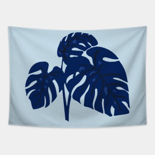 Blue Monstera Swiss Cheese Plant Cut Out Style Tapestry