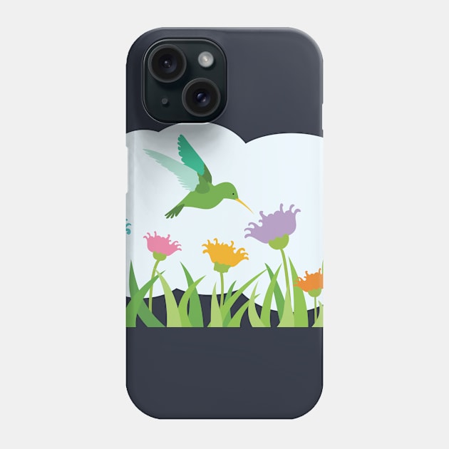 Hummingbird and Wildflowers Phone Case by evisionarts