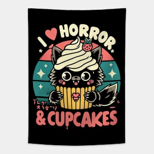 I Love Horror and Cupcakes - Creepy Cute Goth Kawaii Werewolf Tapestry