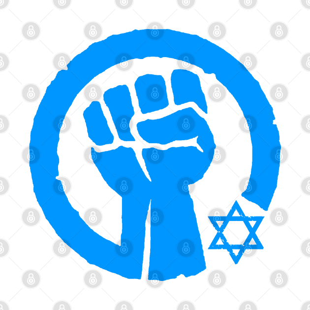 I stand with Israel - Solidarity Fist (bright blue white) by Tainted