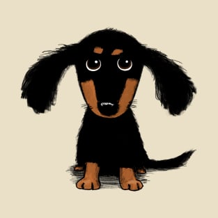 Cute Dachshund Puppy | Black and Tan Longhaired Wiener Dog T-Shirt