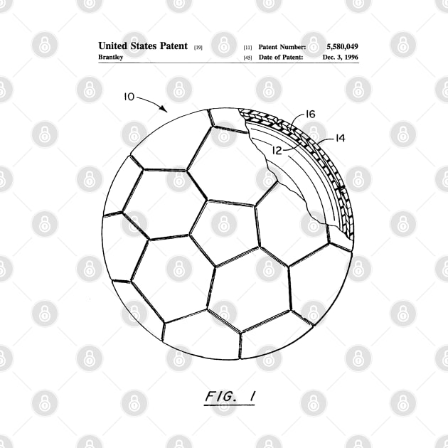 Soccer Patent - Football Art - Black And White by patentpress