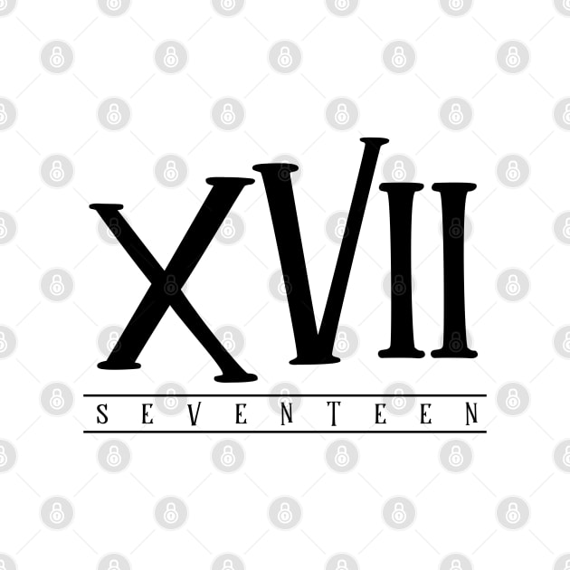 XVII (Seventeen) Black Roman Numerals by VicEllisArt