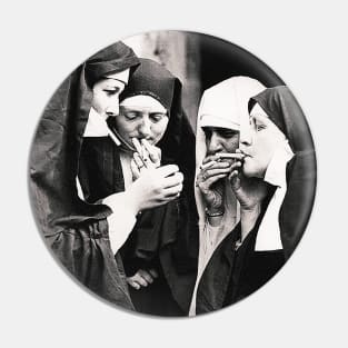 Smoking Nuns Pin