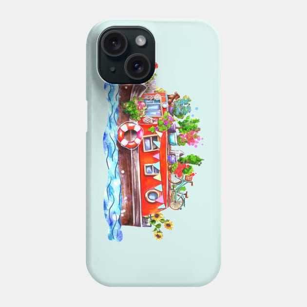 Cool red narrow boat Phone Case by Sitenkova