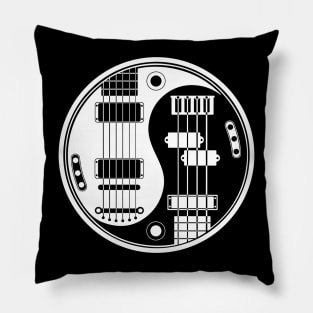 Black and White Guitar Bass Yin Yang Pillow