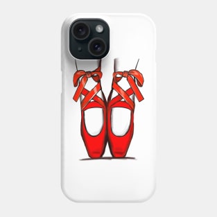 Ballet shoes - red ballet pointe shoes with ribbon laces Phone Case