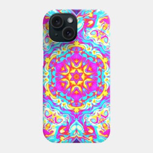 Psychedelic Mandala Flower Blue Pink and Yellow Phone Case