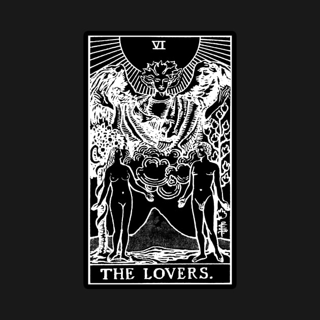 VI. The Lovers Tarot Card Black and white by wildtribe