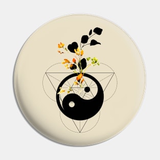 Ying Yang Symbol Sacred Geometry Flower #1 Pin