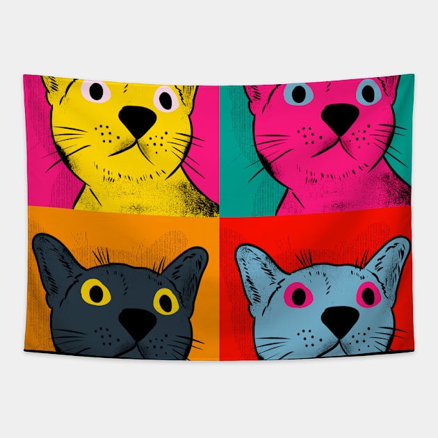 Pop Art Cat Tapestry by NathanielF