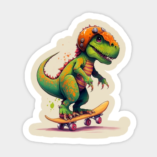 Skateboarding Dino Stickers