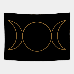 Triple Goddess Moon Symbol Gold Tapestry