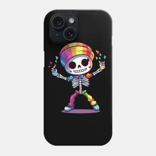 Kawaii Dancing Little Rainbow Skeleton Phone Case