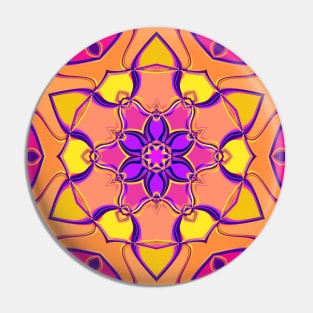 Cartoon Mandala Flower Pink Purple and Orange Pin