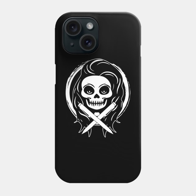 Journalist Skull and Crossed Pens White Logo Phone Case by Nuletto