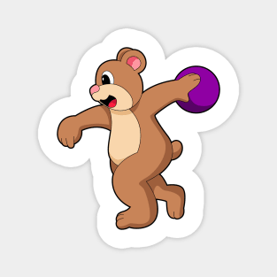 Bear at Bowling with Bowling ball Magnet