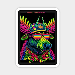 Psychedelic Moose wearing Sunglasses Magnet