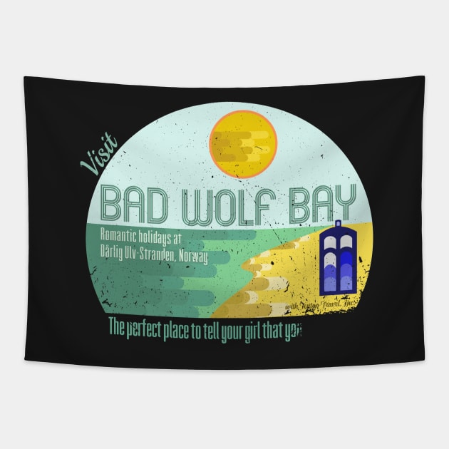 Visit Bad Wolf Bay Tapestry by Fellball