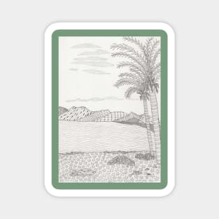 Beach at Puerto Del Carman, Lanzarote, Canary Islands rendered in Zentangle Magnet