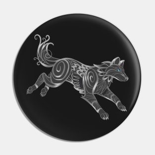 Shimmering Silver Ghost Wolf Pin