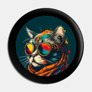 Cat Thinking About Life - Colorful Cat Kitten Lover Pin