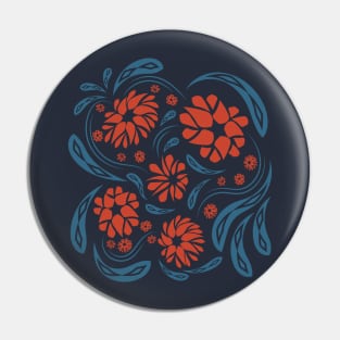 Folk flowers floral art print Flowers abstract art Pin