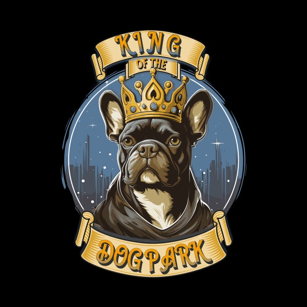 Cute French Bulldog King of the Dog Park graphic for dog lover dog mom dog dad Funny Dog Frenchie by Tees 4 Thee