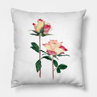 Watercolor yellow roses Pillow