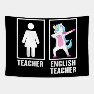 Dabbing Unicorn English Teacher Tapestry