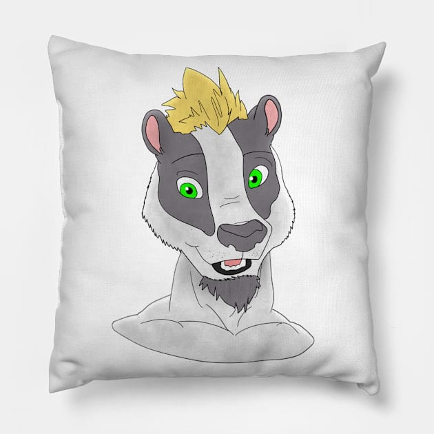 Anthro badger face Pillow by Veleno