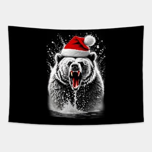 Roaring Santa Bear Tapestry