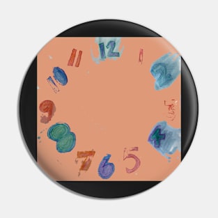 Terracotta clock with numbers watercolor Pin