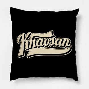 Khaosan Road Bangkok - Backpacker's Paradise | Vintage Lettering Logo Pillow