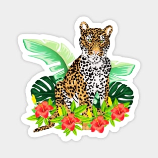Jaguar Tropical Cat Floral South American Animal Magnet