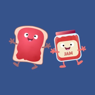 Funny bread and jam cartoon characters T-Shirt