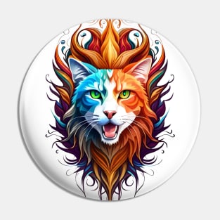 Mainecoon Cats Tribal Color T-Shirt Pin