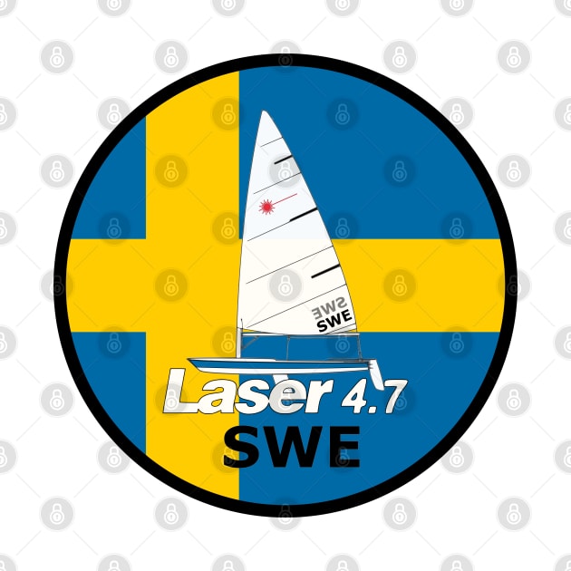 laser class sailboat on flag Sweden by Regatta Merch