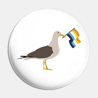 Seagull Holding Aroace Pride Flag Pin