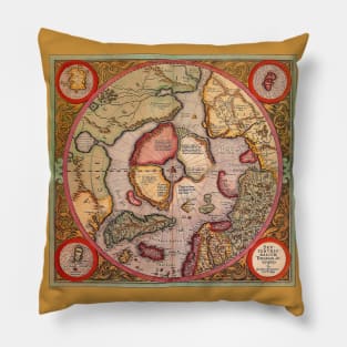 Antique Map of the North Pole Map by Gerardus Mercator Pillow