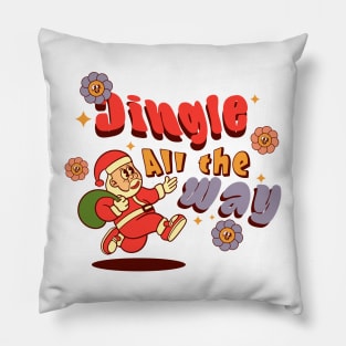 retro santa cartoon with  typography Pillow