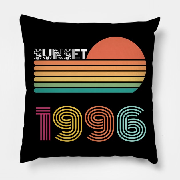 Sunset Retro Vintage 1996 Pillow by Happysphinx