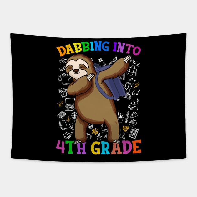 Dabbing Into 4th Grade Sloth Shirt Back To School Gifts Tapestry by hardyhtud