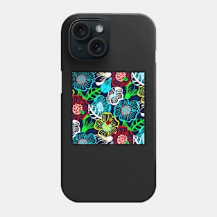 Hand drawn bold colorful floral pattern Phone Case