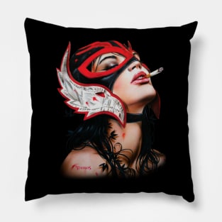 Mask girl smoking Pillow