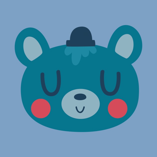 Blue Bear Wearing A Top Hat by clairestamper