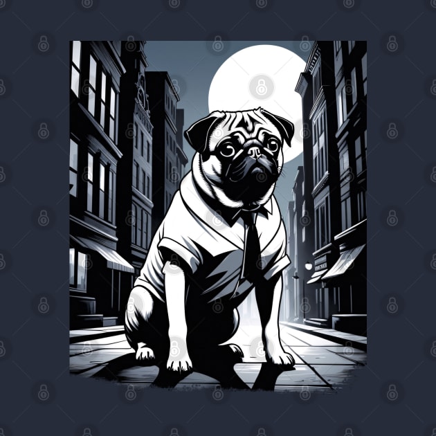 Pug the Detectve in a Shirt by ArtfulTat