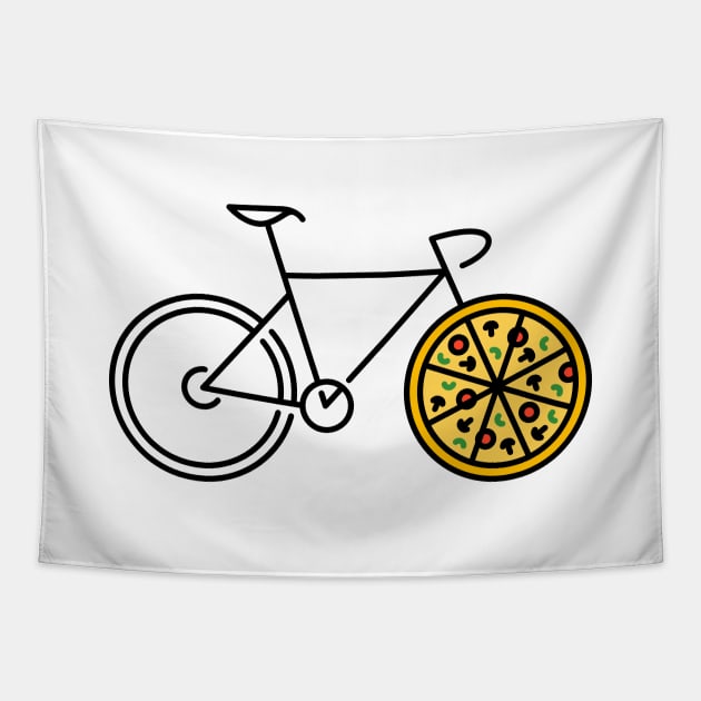 Bicycle Pizza Tapestry by VEKTORKITA