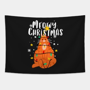 Meowy Christmas Funny Ginger Cat Tapestry